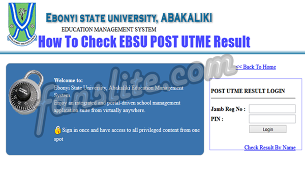 EBSU POST UTME Result