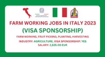 Italy Farm Working Jobs With Visa Sponsorship 2023